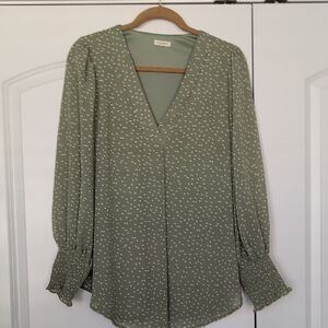 JODIFL Olive Dotted Blouse
